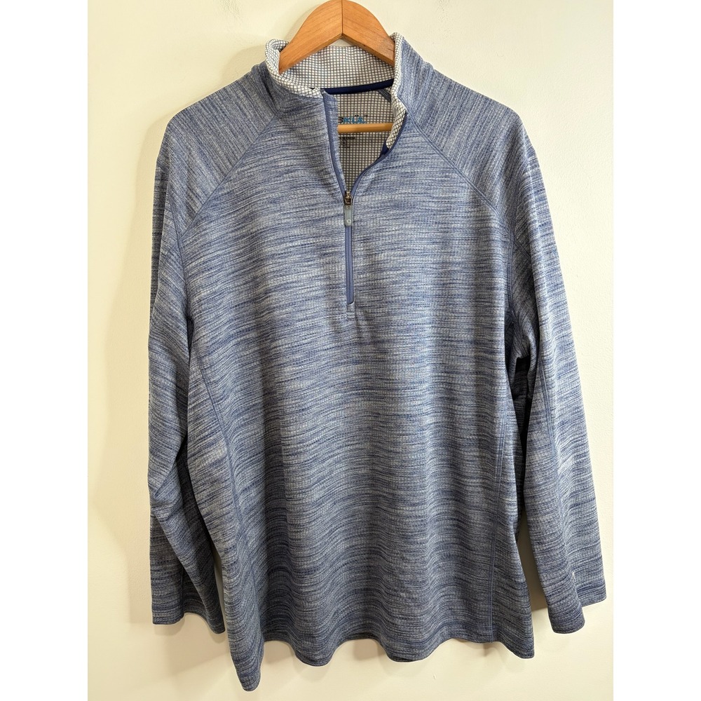 IBKUL Blue Space Dye IceFil UPF 50+ 1/4 Zip Pullover Mens XL Performance Golf